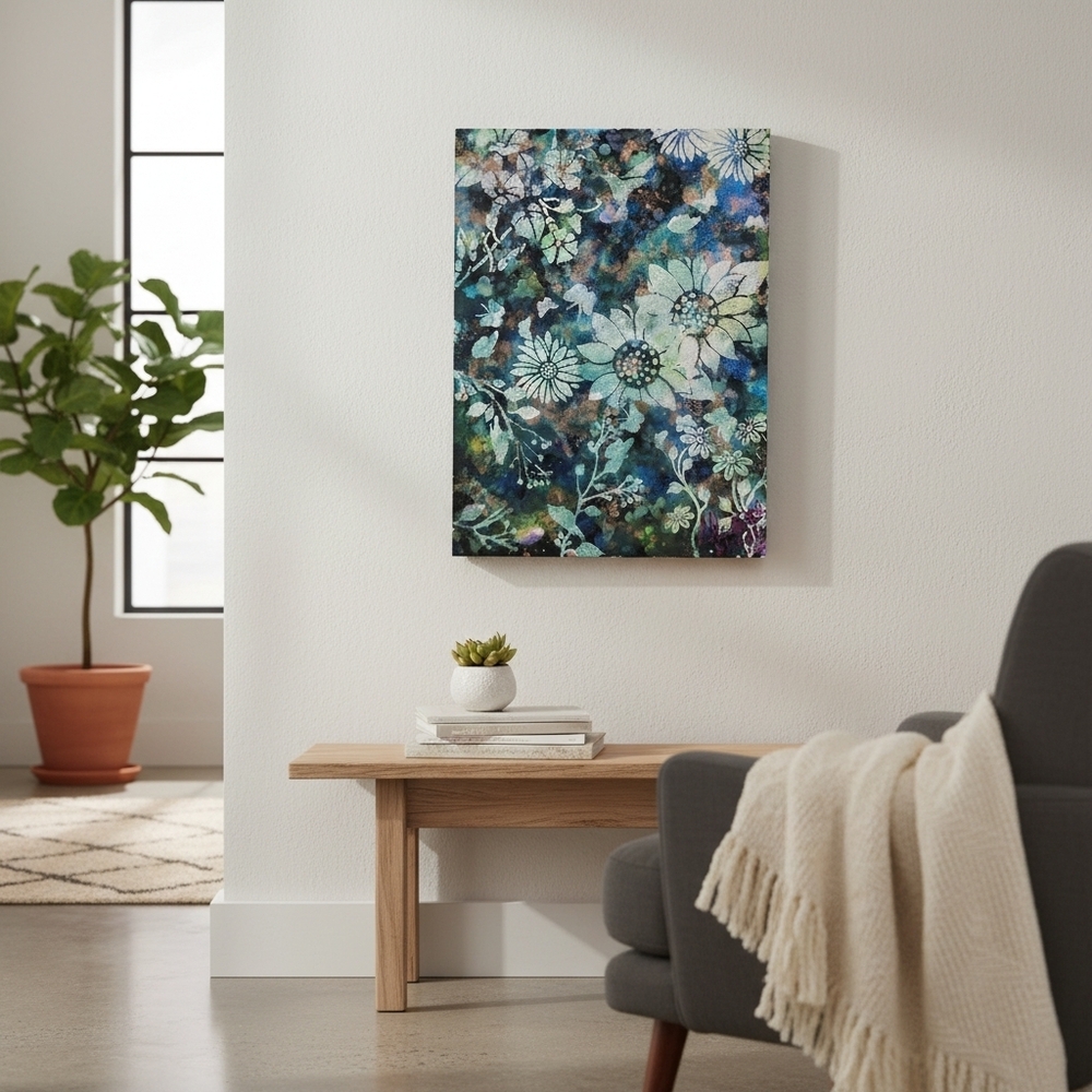 HANDCRAFTED Abstract Contemporary Floral Painting HANDPAINTED Wall Art Decor